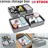 6 Section Canvas Storage Box Wardrobe Organiser Drawer Socks Ties Box Divide