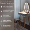 LED Lights Dressing Table Makeup Desk with Mirror 7 Drawers Stool Bedroom White
