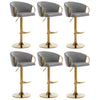 Bar Stools Set of 6 Adjustable Height Swivel Velvet Pub Bar Lounge Chairs Grey