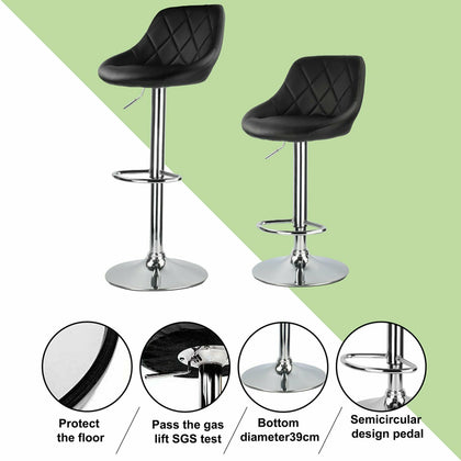 2x Bar Stools Kitchen Swivel Gas Lift Stools Breakfast Pub Chairs PU Leather UK