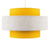 Modern Drum Ceiling Shades Fabric Two Tier Design Lights Easy Fit LED Lighting