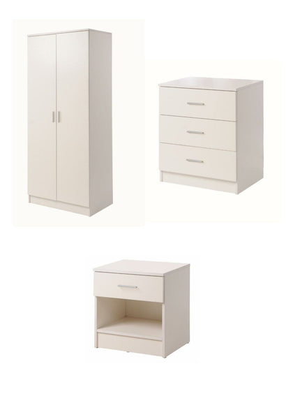 Rio Costa White Bedroom 3 Chest Drawers Bedside Double Wardrobe Storage