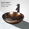 Bathroom Glass Counter Top Brown Basin Cloakroom Hand Wash Round Sink Modern UK