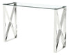 Console Hall Table Display Stand Clear Glass Top Silver Stainless Steel Frame