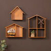 Wall Mounted Storage Cabinet House Shape Shelf Wooden Storage Unit Brown Home