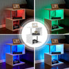 White High Gloss Side Table with RGB LED Light Modern Design Bedroom Living Room