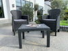 3 PIECE BISTRO SET TABLE AND CHAIRS RATTAN EFFECT GARDEN SET WITH CUSHIONS