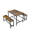 Wooden Dining Table Vintage Retro Furniture Rustic Metal Kitchen Breakfast Bench