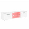Modern White LED TV Unit Cabinet Stand Matt Body And High Gloss Doors Lights
