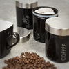 Set of 3 Airtight Tea Sugar and Coffee Storage Canister Jars, Black