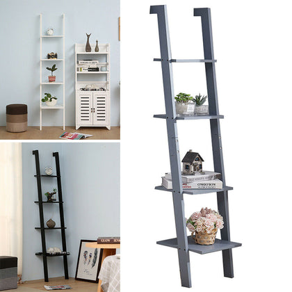 Leaning Bookcase Bookshelf Corner Ladder Shelves Storage Display Shelving Unit