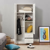 White 2 Door Wardrobe 2 Drawers W/ Shelf Bedroom Storage Cupboard Hanging Rail;