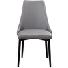 2 x Dining Chairs Grey Faux Leather Black Legs Dinner Table Kitchen Furniture