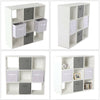 9 Cube Wooden Bookcase Shelving Unit w/ Grey Canvas Basket Display Storage Shelf