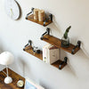Set of 3 Corner Wall Shelves Industrial Style Metal Wood Shelving Shelf Storage
