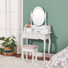 Wooden Dressing Table w/4 Mirror Stool Vanity Makeup Desk Stool Set White/Black