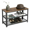 3 Tier Shoe Rack Storage Bench Organizer W/ Seat Metal Shelves Shoes Cabinet