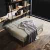 3 Seater Cream Sofa Bed Fabric New Foam Wood Legs Double Bed with 2 Cushions