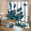 4PCS 180cm Waterproof Shower Curtain +Toilet Mats Extra Long Peacock T