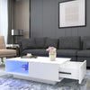 White High Gloss LED Modern Coffee Table Wooden Drawer Storage Living Room