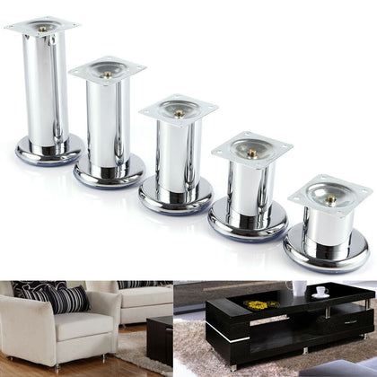 4x Brushed Chrome Coffee Table Desk Stand 6-15cm Cabinet Furniture Leg Sofa Feet