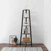 5 Shelf Bookshelf Wooden Bookcase Storage Solid Metal Frames