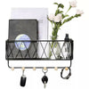 Wall Mounted Shelf Hooks Basket Wire Rack Storage Unit With Key Hanging Hangers