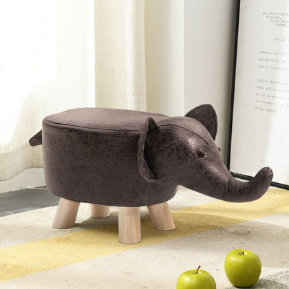 Animal Stool Footstool Footrest Elephant Ottoman Shoe Bench with Sponge Wood Leg