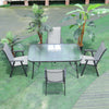 150cm Glass Top Outdoor Patio Garden Table Dining Tables Parasol Hole Furniture