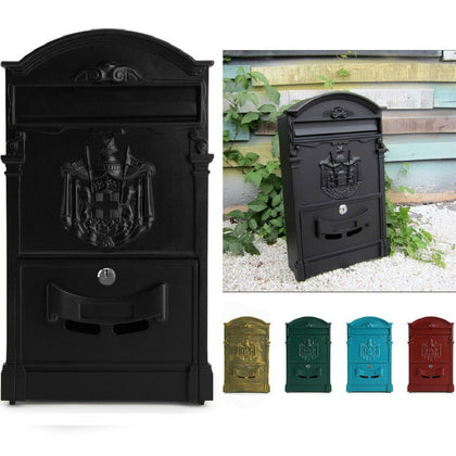 LARGE VINTAGE OUTDOOR LOCKABLE LETTER POST BOX MAILBOX WALL MOUNTED SECURE MAIL