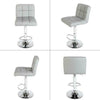 2PCS Modern Bar Stool Leather Kitchen Stool Breakfast Seat Living Room Grey