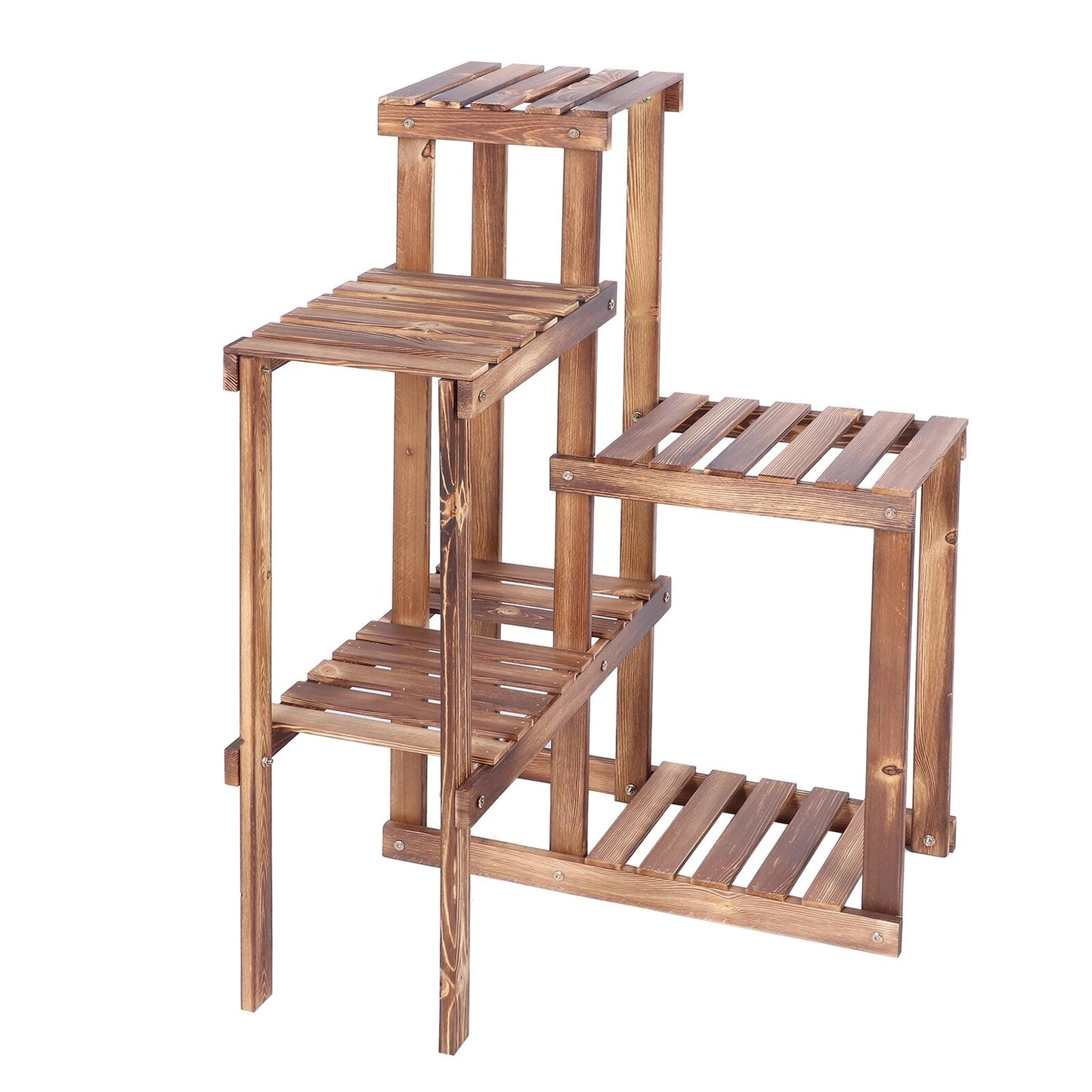 6 HOLDER LADDER SHELF CORNER STORAGE PLANT STAND FLOWERS DISPLAY WOOD RACK UNIT