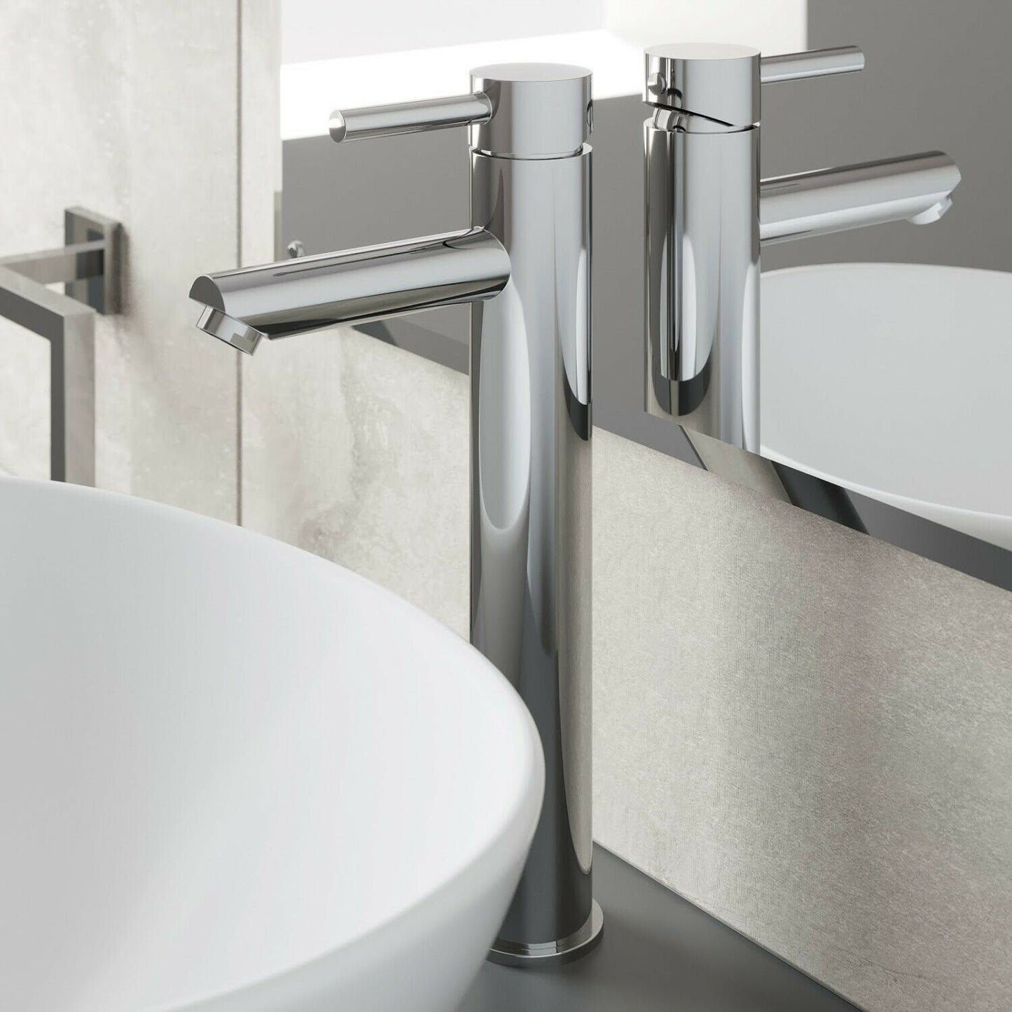 Modern Chrome Bathroom Sink Twin Taps Bath Filler Shower Mixer Basin Mini Mixer