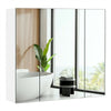 Bathroom Mirror Cabinet Wall-Mounted Storage with 3 Doors for Laundry Room White
