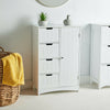 VonHaus Bathroom Storage Unit - Freestanding Cabinet Cupboard 4 Drawer 1 Door