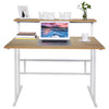 White Folding Computer Desk,Study Writing Table 2 Tier Shelf Storage Home Office