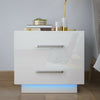 White Bedside Table Cabinet Nightstand High Gloss Chest Drawers Blue LED Light