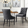 Dining Chair Set of 2/4 Kitchen Linen Upholstered Chairs Button Back Wood Legs