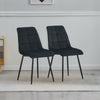 Set of 2 Modern Black Dining Chairs Velvet Padded Seat Metal Legs Kitchen Lounge
