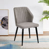 2X Retro Brown/ Grey Dining Chairs Faux Leather Kitchen Dining Room Metal Leg