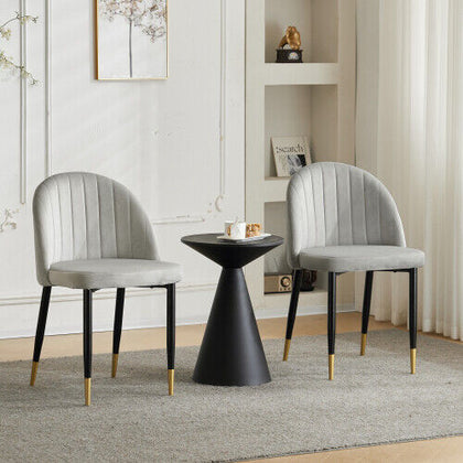 Set of 2 Modern Velvet Dining Chairs Accent Chairs Kitchen Leisure Chairs HT