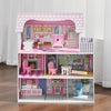 Wooden Doll House Kids Role Play Toy 3 Storey Dollhouse w/ Furniture Accessories