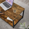 Industrial Wood Coffee Table with Storage Shelf and Metal Frame for Living Room