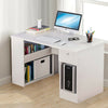 Corner Computer Desk H Shaped PC Laptop Gaming Table W/ Book Shelves Bookcase