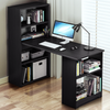 Black Computer Desk With Shelves Laptop Study Pc Table Home Office Corner Desk