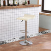 Pair 2* Bar Stool Beige PU Leather Swivel Height Adjustable Footrest Breakfast