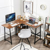 L-Shaped Corner Computer Desk Industrial PC Table Workstation W/ 2 Tier Storage