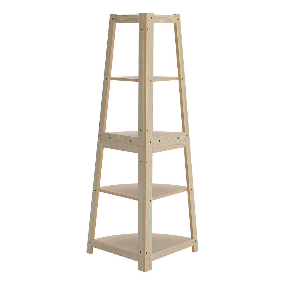 5Tier Corner Ladder Shelf Book Shelves Display Stand Storage Shelving Space Unit