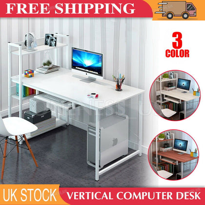 Home Wood Computer Desk PC Laptop Table Office Study Simple Workstation Shelves