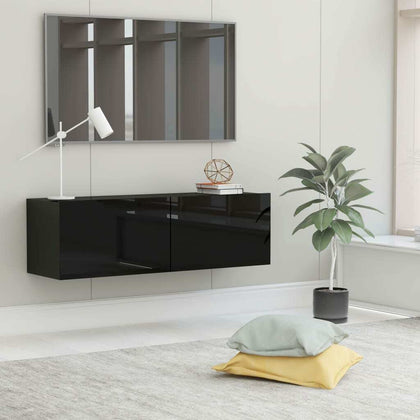 TV Stand Chipboard Storage Furniture High Gloss Black